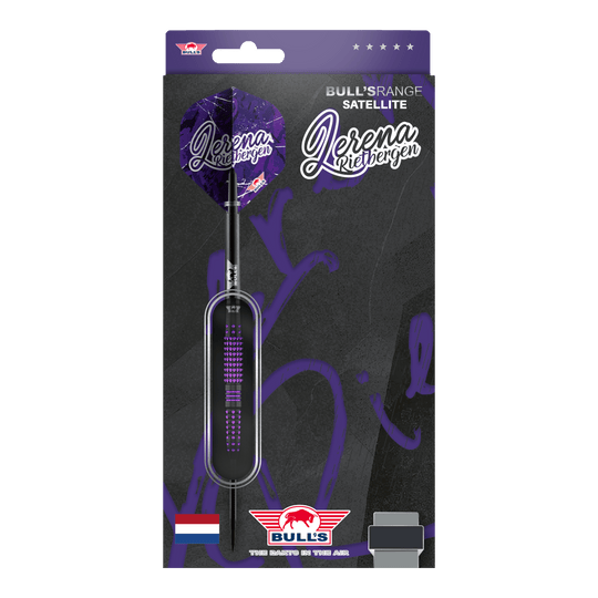 Fléchettes en acier Bulls NL Lerena Rietbergen - 24g Auf dem Bild sind die Bulls NL Lerena Rietbergen Steeldarts - 24g zu sehen. Die Steeldarts sind professionell gestaltet und zeigen feine Details.