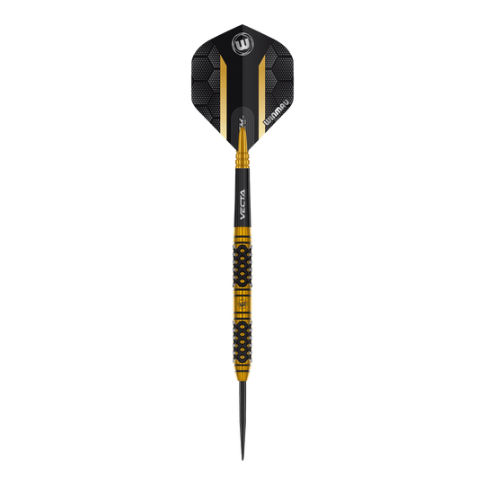 Fléchettes en acier Winmau Team 360 Bradley Van Der Velden - 22 g Das Bild zeigt die Winmau Team 360 Bradley Van Der Velden Steeldarts mit einem Gewicht von 22 Gramm. Die Darts sind für Präzision und professionelle Spieler konzipiert.