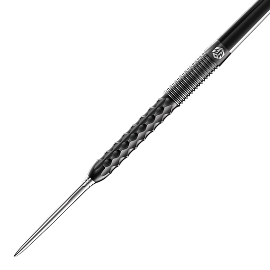 Fléchettes en acier Caliburn Sword S1 Das Bild zeigt einen Caliburn Sword S1 Steeldart. Der Dartpfeil hat eine silberne Spitze und einen schwarz strukturierten Griff.