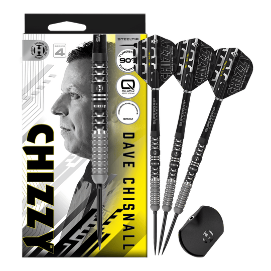 Fléchettes en acier Harrows Dave Chisnall Chizzy Série 4 Quick Point Abgebildet sind die Harrows Dave Chisnall Chizzy Series 4 Quick Point Steeldarts in der Vollansicht. Diese Steeldarts bieten hohe Qualität und ein ansprechendes Design.