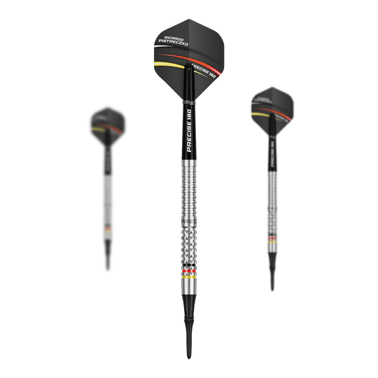 Fléchettes souples Precise 180 Ricardo Pietreczko GEN1 Hier sind die Precise 180 Ricardo Pietreczko GEN1 Softdarts als Set abgebildet. Die Darts sind für präzises Spielen entwickelt.