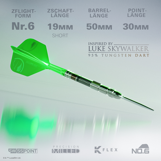 Fléchettes Target Star Wars Luke Skywalker Chevalier Jedi Sabre Laser Édition Limitée Première Édition - 24 g Abgebildet sind die Target Star Wars Luke Skywalker The Jedi Knight Light Saber Limited Edition Steeldarts - 24g. Diese Steeldarts sind vom berühmten Jedi-Lichtschwert inspiriert.