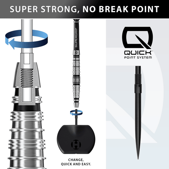 Fléchettes en acier Harrows Supergrip Torpedo Quick Point Das Bild stellt die Harrows Supergrip Torpedo Quick Point Steeldarts dar. Hier ist ein weiteres Detail des Produkts abgebildet.