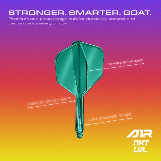 Système d'arbre de vol GOAT A1R n° 6 - Vert Das Bild zeigt das GOAT A1R No6 Flight-Shaft-System in Grün. Es handelt sich um ein Dartzubehör für professionelle oder Hobbyspieler.