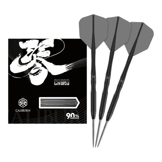 Fléchettes en acier Caliburn Chord C1 - 21,5 g Dieses Bild zeigt den Caliburn Chord C1 Steeldart mit 21,5g in voller Länge. Der Pfeil ist klar und detailliert dargestellt.