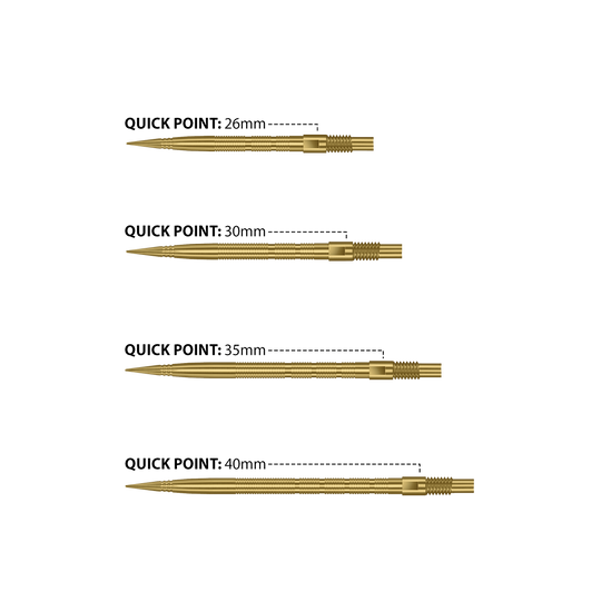 Pointes de fléchettes Harrows Quick Point Micro Ridge - Or Das Bild zeigt Harrows Quick Point Micro Ridge Dartspitzen in Gold. Die goldene Farbe verleiht ihnen ein auffälliges Aussehen.