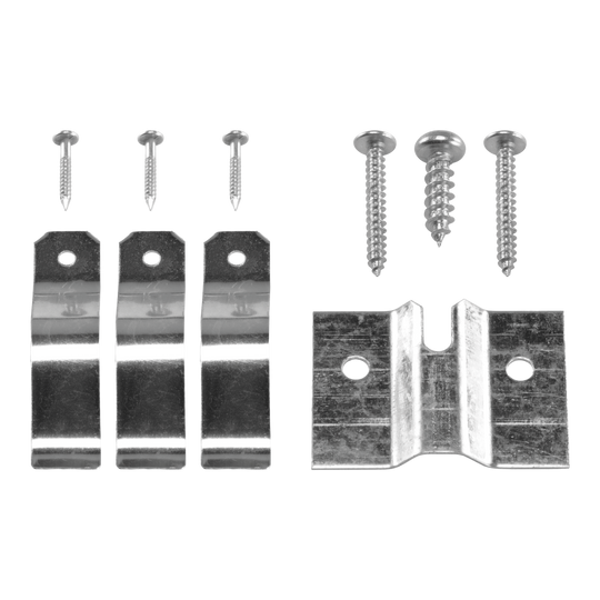 Kit de fixation murale pour cible de fléchettes Winmau Ein Befestigungsset für eine Dartscheibe ist abgebildet. Das Produkt ist für die Wandmontage geeignet.