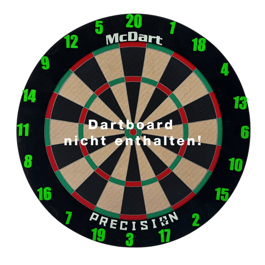 Anneaux numérotés pour cible de fléchettes McDart / Anneaux numérotés classiques Ein klassisches grünes Board ist zu sehen. Das Produkt wirkt schlicht und funktional.