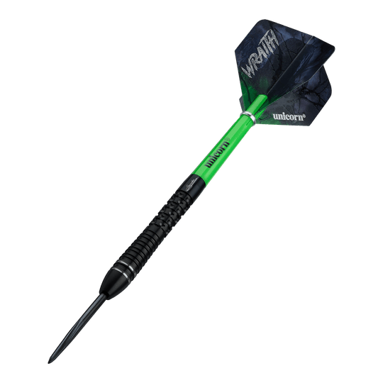 Zu sehen sind die Unicorn Wraith Gary Anderson Phase 6 Steeldarts. Diese Steeldarts bieten hohe Qualität und ein modernes Design.