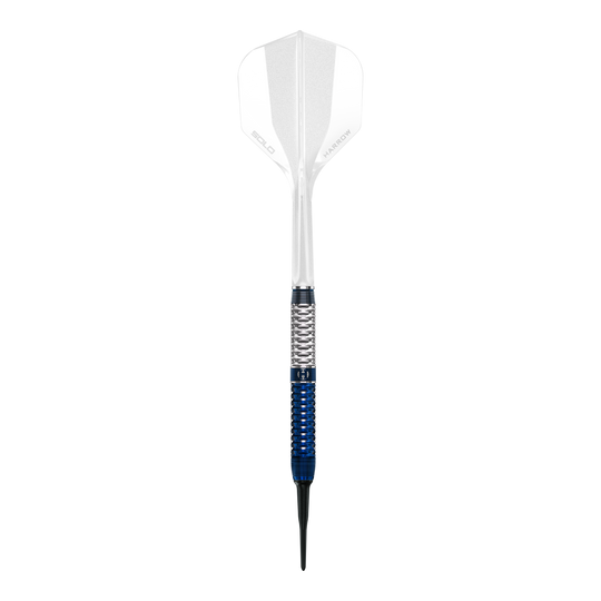 Dieses Bild zeigt einen Harrows GEO Parallel Softdart in Großaufnahme. Das Produkt steht für Genauigkeit und Qualität beim Dartsport.