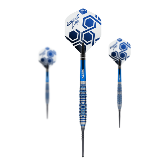 Fléchettes en acier Red Dragon Luke Humphries TX5 Das Bild zeigt ein Set der Red Dragon Luke Humphries TX5 Steeldarts. Die Steeldarts sind zusammen als Set dargestellt.