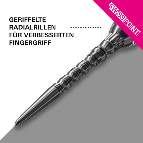 Pointes de fléchettes en acier Target Signature Swiss Point TRB - Noires Target Signature Swiss Point TRB Steeldartspitzen in Schwarz. Die Dartspitzen sind auf diesem Produktbild zu sehen.