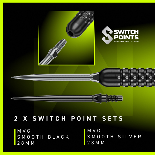 Fléchettes en acier Winmau Michael Van Gerwen W-MAX Switch Point Fléchettes en acier Winmau Michael Van Gerwen W-MAX Switch Point
