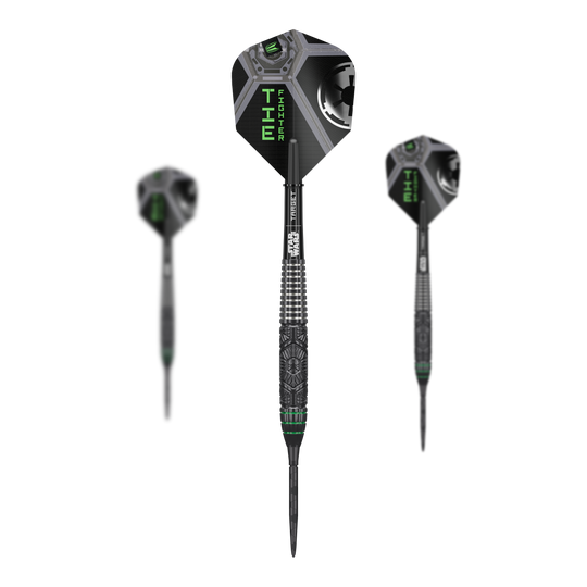 Fléchettes en acier Target Star Wars Tie Fighter Swiss Point Target Star Wars Tie Fighter Swiss Point Steeldarts sind auf dem Bild zu sehen. Das Produkt wird als Set von Steeldarts dargestellt.