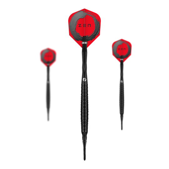Fléchettes souples Shot ZEN Missile - 20 g Das Bild zeigt ein Set der Shot ZEN Missile Softdarts - 20g. Es handelt sich um hochwertige Softdarts für den Freizeit- oder Profi-Gebrauch.