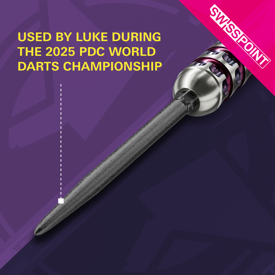 Pointes de fléchettes Target Swiss Point SLK - Noires Das Bild zeigt die Target Swiss Point SLK Dartspitzen in Schwarz. Sie wurden von Luke während der PDC Darts-Weltmeisterschaft 2025 verwendet.