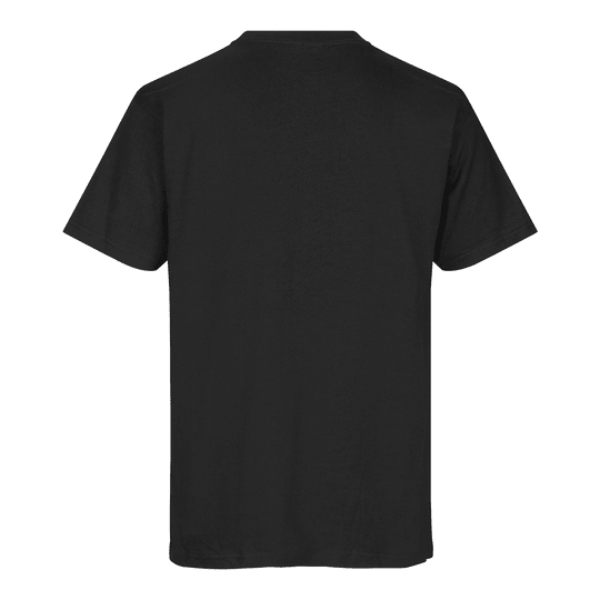 T-Shirt Barils et Arbres - Noir Dies ist ein einfaches schwarzes T-Shirt. Auf dem Bild ist die Rückseite des T-Shirts zu sehen.