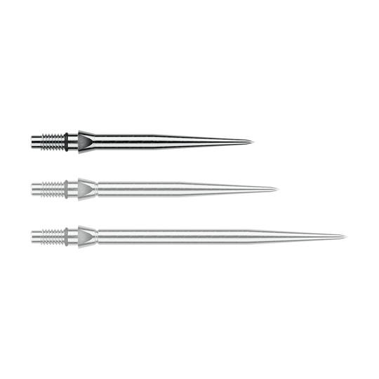 Pointes de fléchettes Winmau Switch Point en acier lisse - Effet argenté Das Bild zeigt eine silberne Steeldartspitze mit glattem Design. Die Länge beträgt vermutlich 26 mm.
