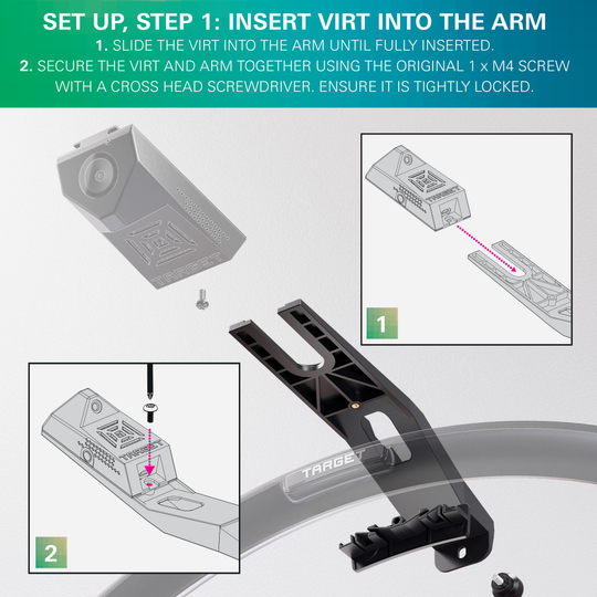 Bras de caméra Target OMNI VIRT Abgebildet ist der Target OMNI VIRT Kamera Arm. Der Kameraarm dient zur Befestigung und Positionierung einer Kamera für den Dartsport.