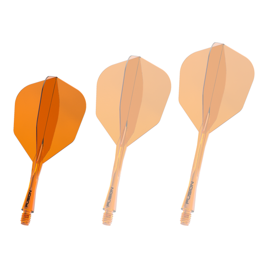 Système d'arbre de vol Winmau Fusion n° 6 Orange fluo Das Bild zeigt das Winmau Fusion Flight Shaft System No6 in der Farbe Neon Orange mit einer Länge von 22 mm. Es handelt sich um eine weitere Ansicht des Produkts.