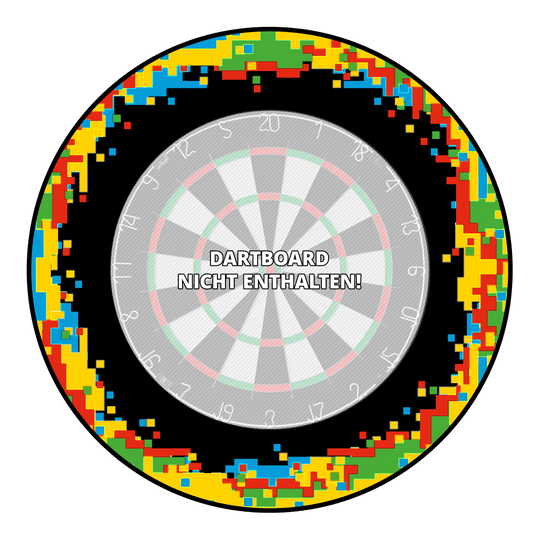 Cadre de cible McDart Pixel Das Bild zeigt ein Produkt mit dem Namen 'MSF-H1_McDart_Pixel_Dartboard_Surround_Schwarz_3'. Es handelt sich hierbei um einen schwarzen Dartboard-Surround.