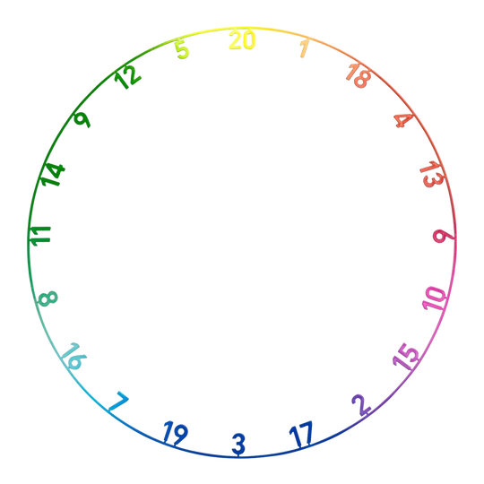 Cible de fléchettes Precise 180 en acier Endorphine avec anneau numéroté - Spectrum Auf dem Bild sieht man das Precise 180 Endorphine Steeldartboard mit Nummernring in der Ausführung Spectrum. Das Dartboard ist deutlich und detailreich zu sehen.