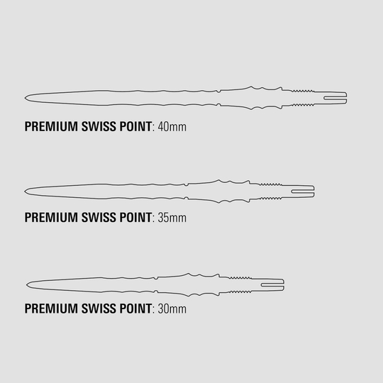Pointes de fléchettes Target Japan Premium Swiss Point - Bleues Das Bild zeigt die Target Japan Premium Swiss Point Dartspitzen in Blau. Diese Spitzen bieten eine stylische Alternative für alle Dartfans.