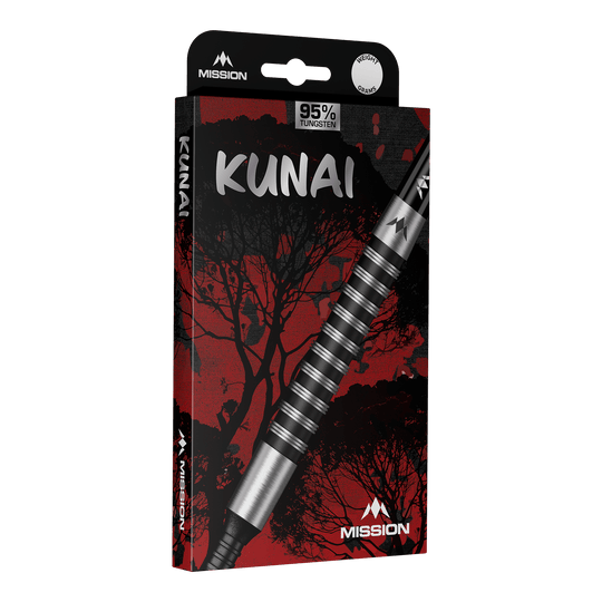 Fléchettes Mission Kunai en acier PVD noir - 23 g Hier wird Mission Kunai Black PVD Steeldarts - 23g dargestellt. Die Steeldarts bestehen aus schwarzem Material und wiegen 23 Gramm.