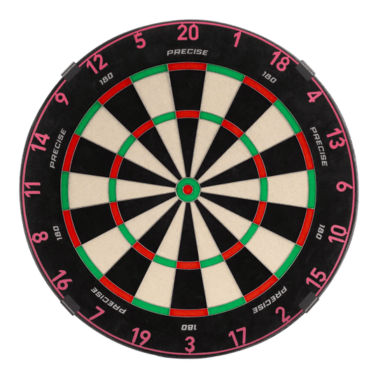 Cible de fléchettes Precise 180 Endorphine Steel avec anneau numéroté - Rose cyber Das Precise 180 Endorphine Steeldartboard mit Nummernring in Cyber Pink ist auf dem Bild dargestellt. Es eignet sich perfekt für anspruchsvolle Dartspieler.
