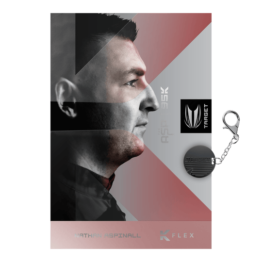Abbildung der Target Nathan Aspinall 95K Swiss Point Steeldarts. Das Bild zeigt die Details und das Design der Pfeile.