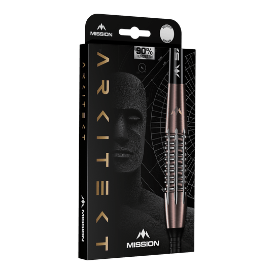 Mission Arkitekt Bronze Silice PVD Steeldarts - 23,5 g Abgebildet ist Mission Arkitekt Bronze Silika PVD Steeldarts - 23,5g. Die Darts besitzen ein glänzendes bronzenes Finish.