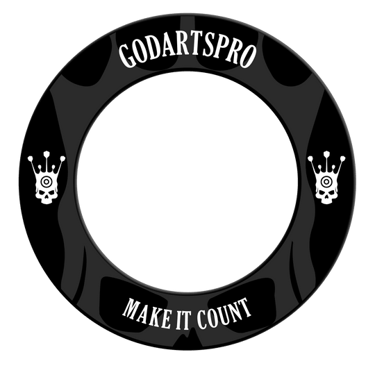 Go Darts Pro Dartboard Surround Gezeigt wird das GoDartsPro Dartboard Surround in der Farbe Schwarz. Es handelt sich um einen Schutzring für Dartscheiben.