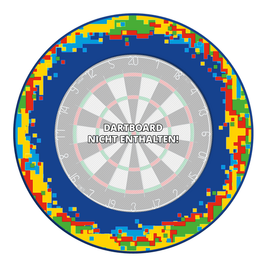 Cadre de cible McDart Pixel Zu sehen ist das Produkt 'MSF-H2_McDart_Pixel_Dartboard_Surround_Blau_3'. Das Foto zeigt vermutlich ein blaues Dartboard-Umrandungszubehör.