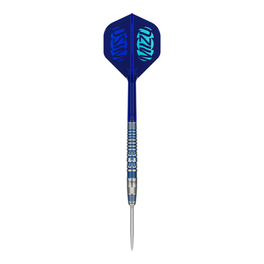Auf dem Bild sind die Target Japan Mizu Series 01 Swiss Point Steeldarts zu sehen. Diese Darts sind speziell für das Steeldartspiel entwickelt.