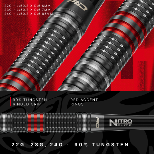 Fléchettes en acier Red Dragon Jonny Clayton RD-PRO Switch Point Hier sieht man die Red Dragon Jonny Clayton RD-PRO Switch Point Steeldarts. Die Pfeile sind aus Metall und mit schwarzen Elementen versehen.