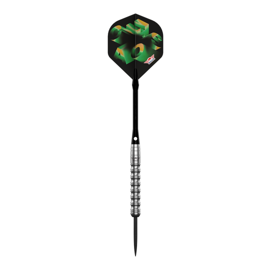 Fléchettes Bulls NL Chaos Green Steel - 24 g Das Bild zeigt die Bulls NL Chaos Green Steeldarts - 24g. Es handelt sich um ein Set grüner Steeldarts für Dartspieler.
