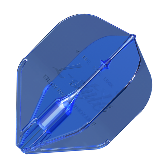 Vols L-Style Fantom L1EZ Bleu Das Bild zeigt einen blauen L-Style Fantom L1EZ Flight für Darts. Er hat eine durchsichtige, moderne Optik und ist in einem Stück geformt.