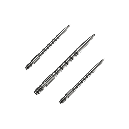 Pointes de fléchettes Mission R2.5 Rapid Point GV1 - Argent Abgebildet ist ein Set Mission R25 Rapid Point GV1 Dartspitzen in Silber mit 30mm Länge. Das Set eignet sich als Zubehör für Dartspieler.