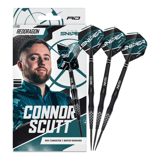 Fléchettes en acier Red Dragon Connor Scutt The Sniper - 22 g Das Foto präsentiert Red Dragon Connor Scutt The Sniper Steeldarts - 22g. Diese Darts sind ideal für ambitionierte Dartspieler.