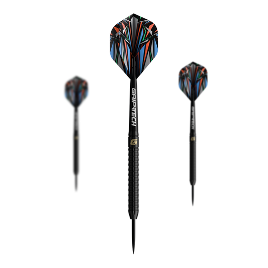 Fléchettes GOAT Athlete en acier tungstène noir Das Bild zeigt die GOAT Athlete Black Tungsten Steeldarts. Die Darts haben ein elegantes, schwarzes Design und sind aus Wolfram gefertigt.