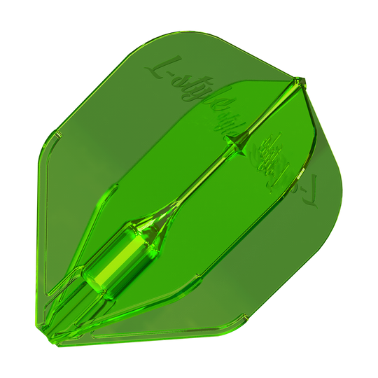 Ailettes L-Style Fantom L3EZ Vert Das Bild zeigt ein grünes L-Style Fantom L3EZ Dart-Flight. Es hat eine glänzende, transparente Oberfläche und eine stabile Form.