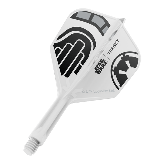 Target Star Wars K-Flex Stormtrooper No6 Flights Ein Dart-Flight aus der Star Wars KFlex Stormtrooper No6 Serie wird gezeigt. Dieser Flight ist kurz und misst 19 mm.