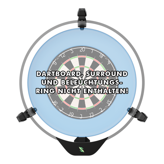 Scolia Home 2 FLEX - Système de notation électronique automatique 2026 Das Bild zeigt das Produkt "Scolia Home 2 FLEX – Electronic Score System" rund um ein Dartboard. Auf dem Bild steht der Hinweis, dass Dartboard, Surround und Beleuchtungsring nicht enthalten sind.