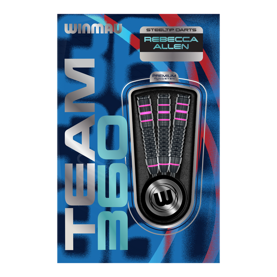 Fléchettes en acier Winmau Team 360 Rebecca Allen - 24 g Abgebildet sind die Winmau Team 360 Rebecca Allen Steeldarts mit 24g. Die Darts sind speziell für Präzision und professionelle Leistung entworfen.