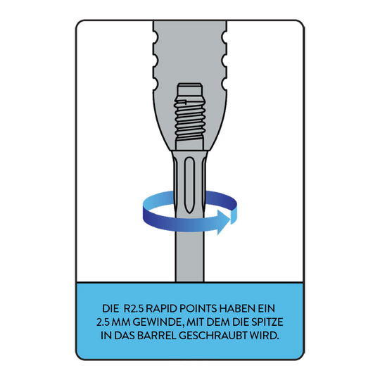 Outil de pointage rapide Mission R2.5 Das Bild zeigt das Mission R2.5 Rapid Point Tool. Dieses Tool dient zur Wartung von Dartspitzen.