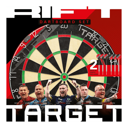 Ensemble de fléchettes en acier Target Rift Dieses Bild zeigt das Target Rift Steeldartboard Set. Das Dartboard Set ist robust und langlebig.