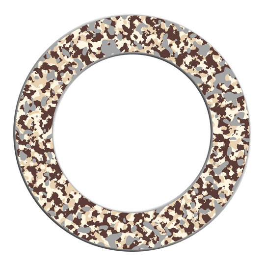 Cadre de cible de fléchettes camouflage McDart Zu sehen ist ein Dartboard-Surround mit Wüstencamouflage. Das Produkt ist rund und ideal zur Wandbefestigung beim Dartspielen.