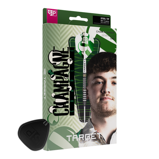 Fléchettes en acier Target Charlie Manby Swiss Points Dies ist ein Foto von Target Charlie Manby Swiss Points Steeldarts. Es wird ein weiterer Dart aus dem Set gezeigt.