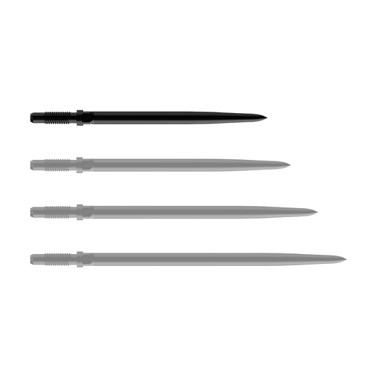 Pointes de fléchettes convertibles Bulls NL - Lisses - Noires Gezeigt sind BullsNL Convertible Points Smooth in Schwarz mit einer Länge von 32 mm. Die Produktspitzen sind einzeln zu sehen.
