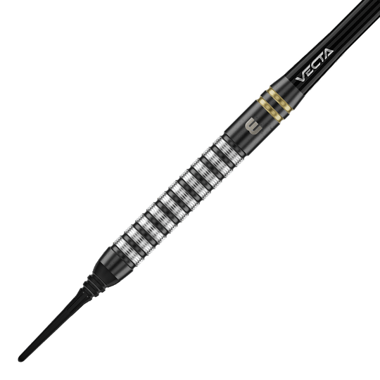 Fléchettes souples Winmau Gian Van Veen TS - 18g Auf dem Bild sind die Winmau Gian Van Veen TS Softdarts 18g. Die Darts sind in unterschiedlichen Perspektiven fotografiert.